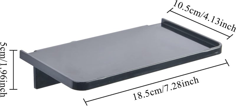 MATIMASU Stick-on Wall Shelf - Small Wall Mounted Adhesive Clear Acrylic Shelf Phone Holder Shelves Wipes Rack for Bathroom,Kitchen,Toilet,Office - Black - Image 2